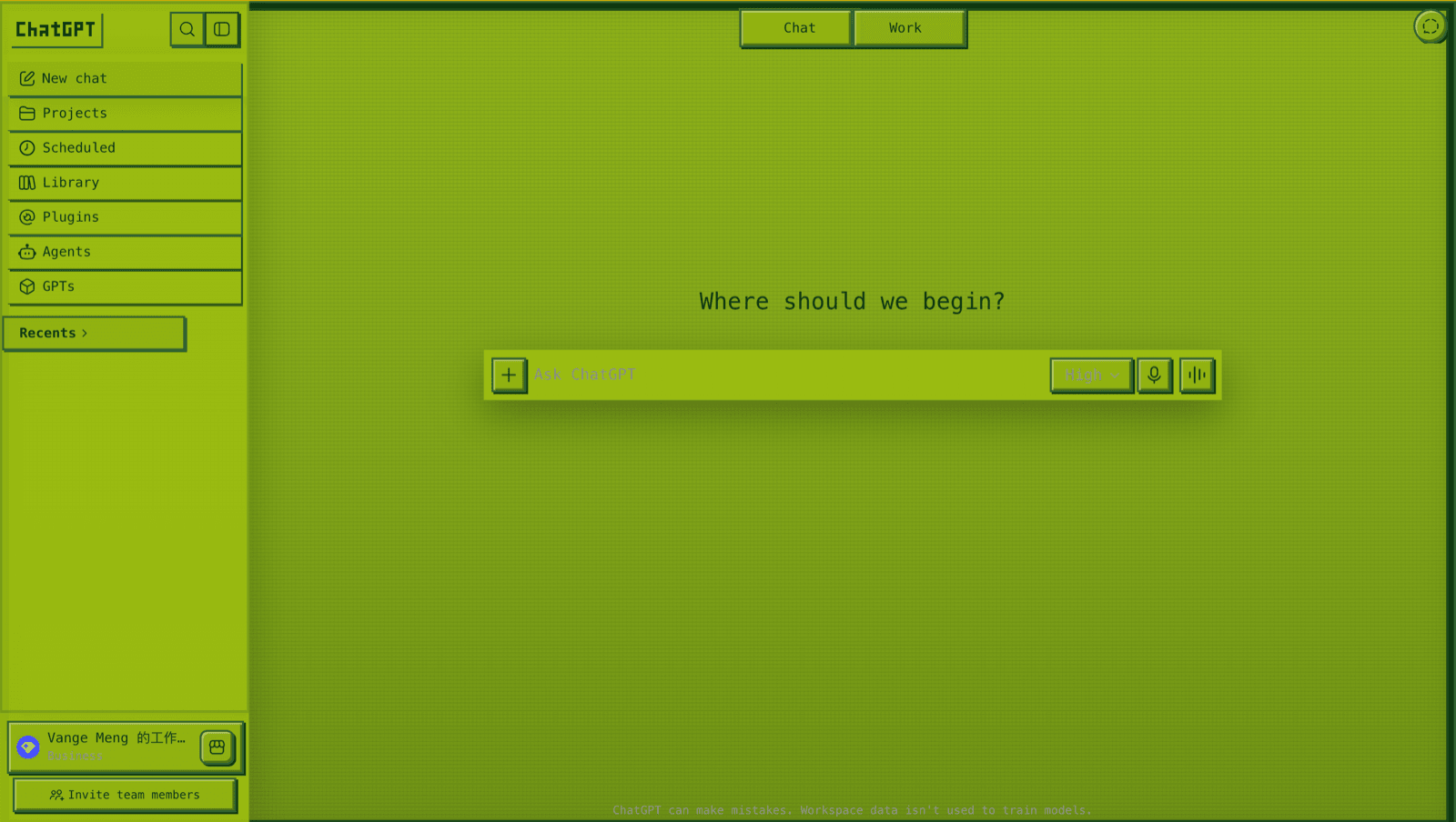 AI Chat Skin Pixel Classic Green theme applied to ChatGPT