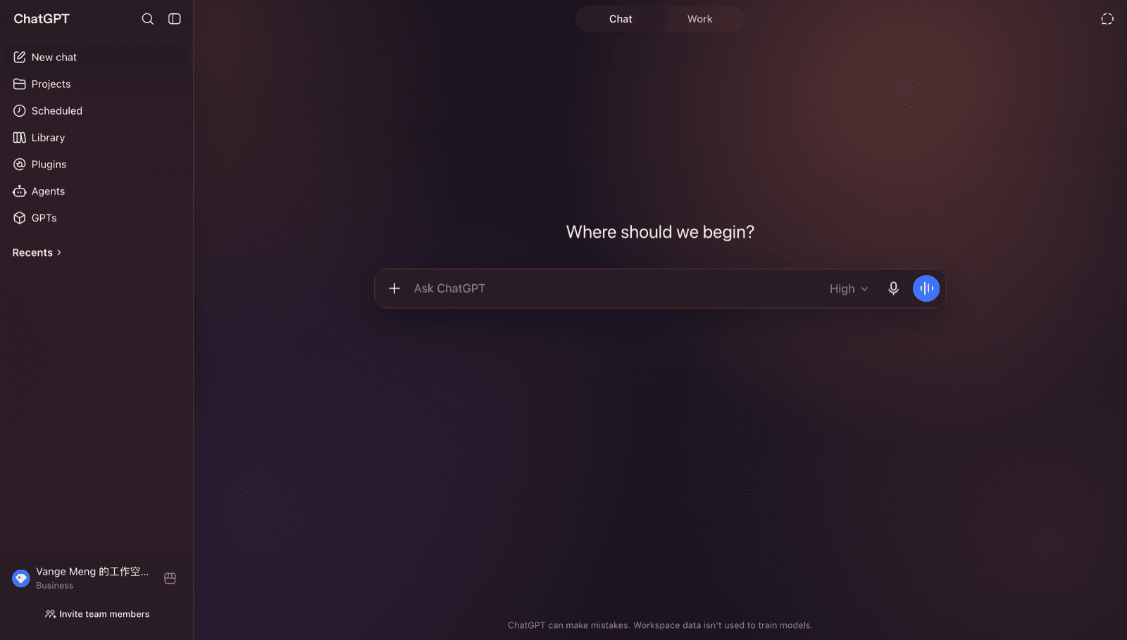 AI Chat Skin Warm Dusk theme applied to ChatGPT